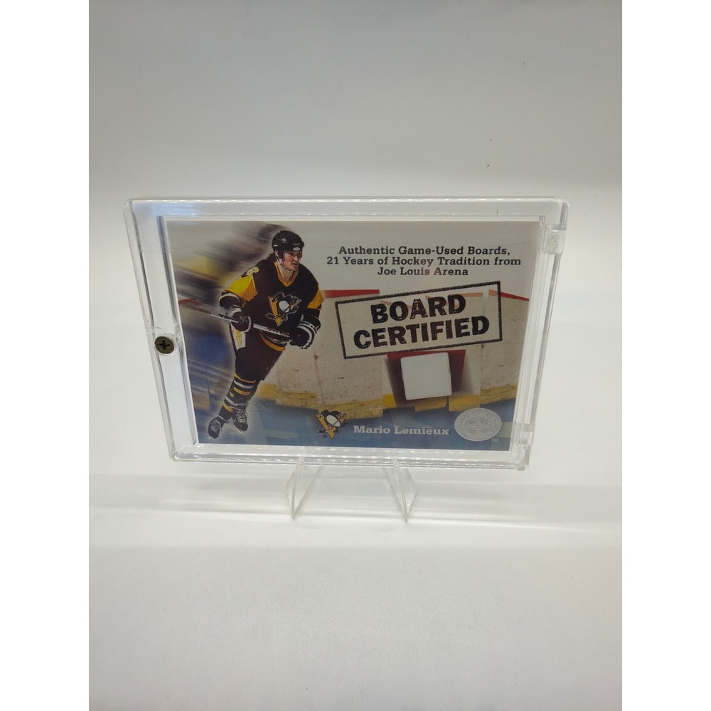 2001 Fleer Greats Game Mario Lemieux Board Certified Joe Louis Arena Relic - Picture 4 of 5